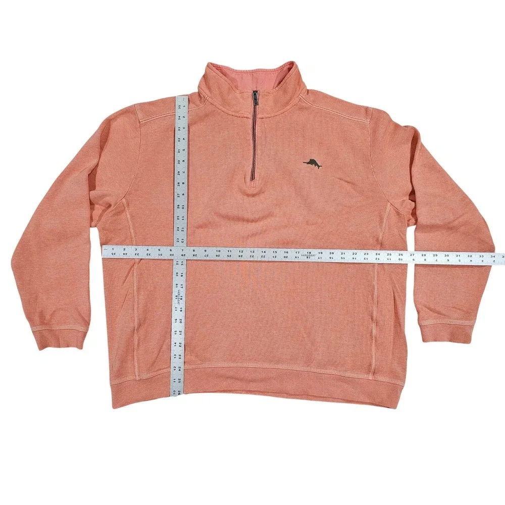 Tommy Bahama Mens XXL Coral Pink Quarter Zip Pullover Sweatshirt Casual